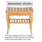Banc de douche HomCom 20 en bambou avec étagère de rangement inférieure - 10,25 x 19,75 x 17,5