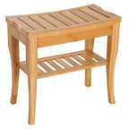 Banc de douche HomCom 20 en bambou avec étagère de rangement inférieure - 10,25 x 19,75 x 17,5