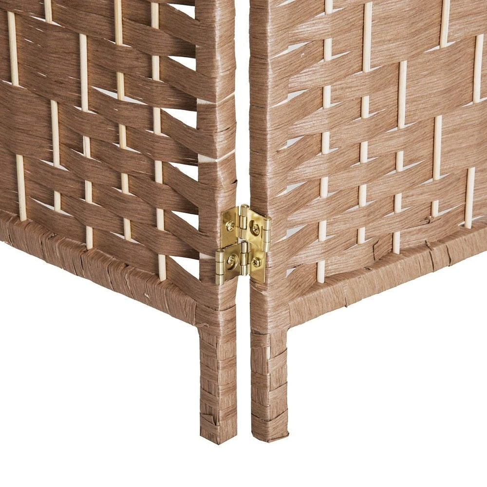 Paravent de séparation HomCom en osier tressé, 4 panneaux, 1,8 m de haut, en bois blond naturel