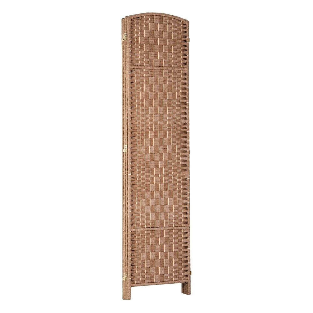 Paravent de séparation HomCom en osier tressé, 4 panneaux, 1,8 m de haut, en bois blond naturel
