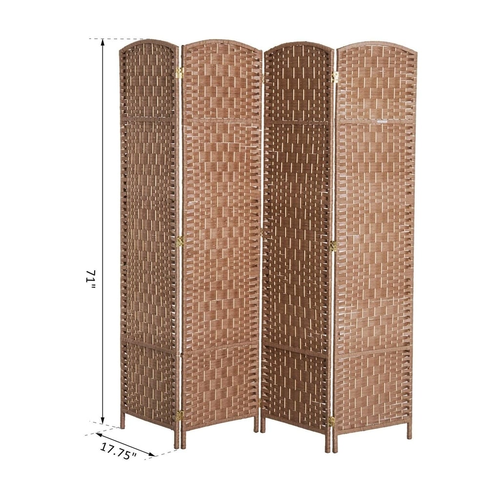 Paravent de séparation HomCom en osier tressé, 4 panneaux, 1,8 m de haut, en bois blond naturel