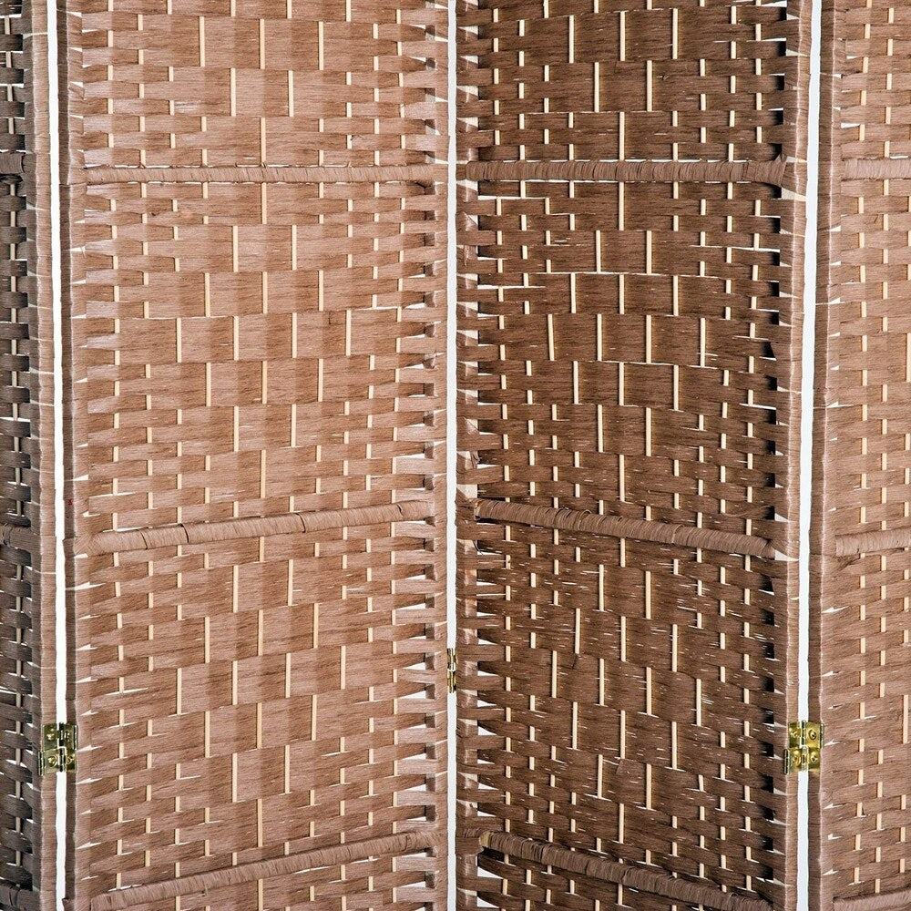 Paravent de séparation HomCom en osier tressé, 4 panneaux, 1,8 m de haut, en bois blond naturel