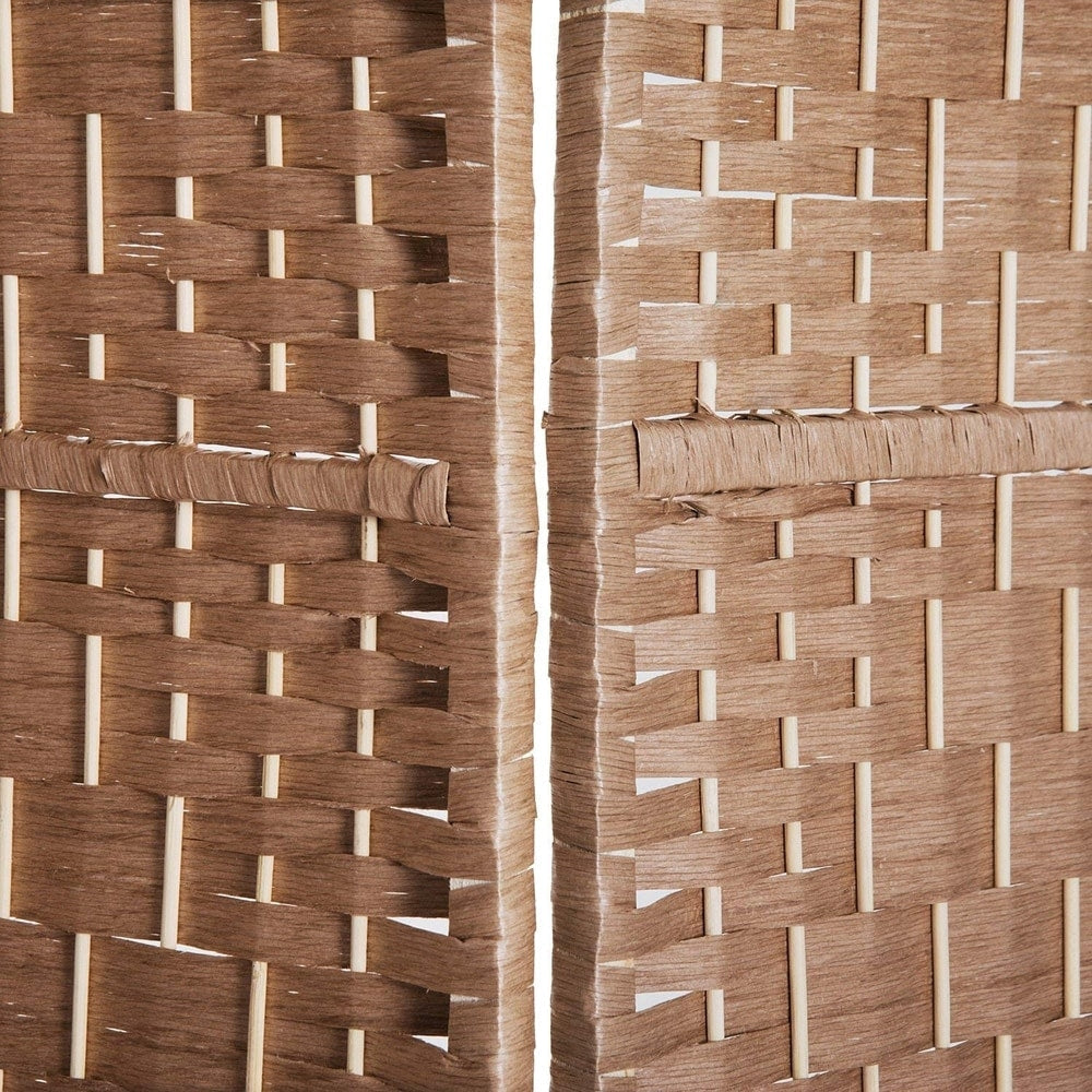 Paravent de séparation HomCom en osier tressé, 4 panneaux, 1,8 m de haut, en bois blond naturel