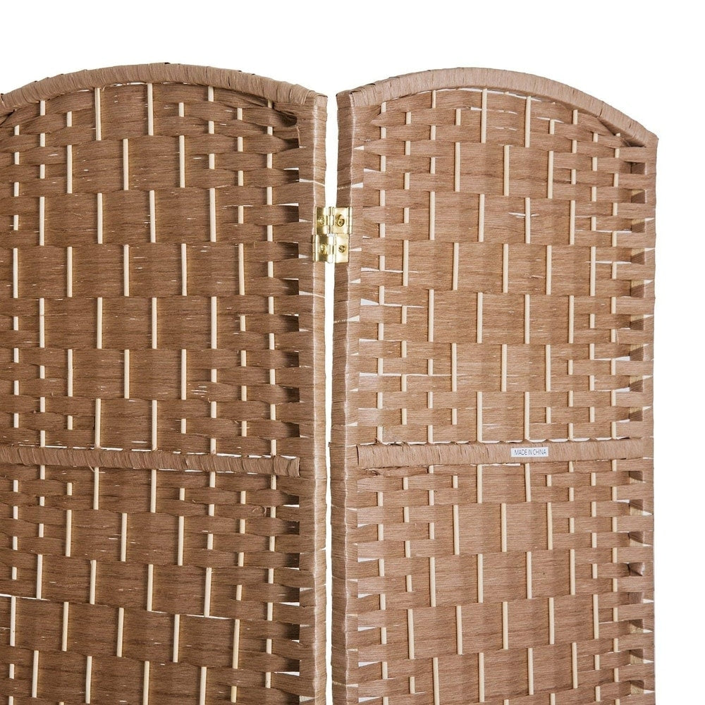 Paravent de séparation HomCom en osier tressé, 4 panneaux, 1,8 m de haut, en bois blond naturel