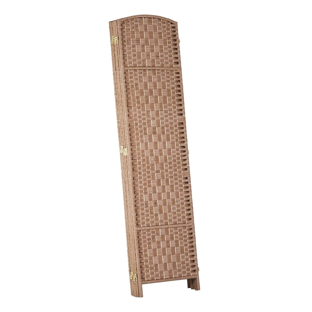 Paravent de séparation HomCom en osier tressé, six panneaux, 1,80 m de haut, bois blond naturel
