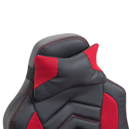 Fauteuil de jeu pour ordinateur, massage par 6 points vibrants, 5 modes, style course, chauffant, pivotant, roulant, avec appui-tête