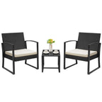 Ensemble de bistrot d'extérieur Homall 3 pièces en plastique avec coussin et table