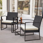 Ensemble de bistrot d'extérieur Homall 3 pièces en plastique avec coussin et table