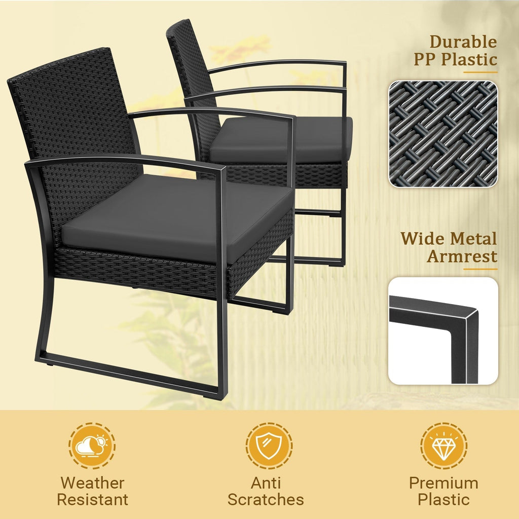 Ensemble de bistrot d'extérieur Homall 3 pièces en plastique avec coussin et table