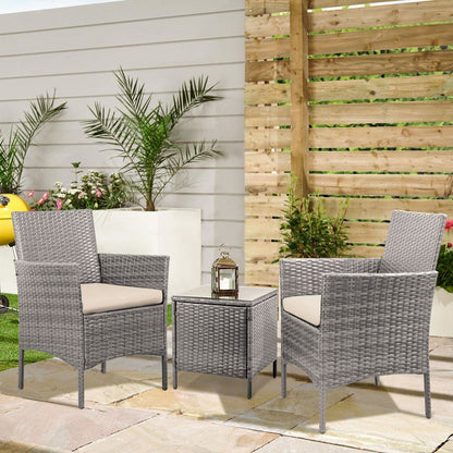 Ensemble de meubles de jardin Homall 3 pièces, chaises en rotin synthétique avec table