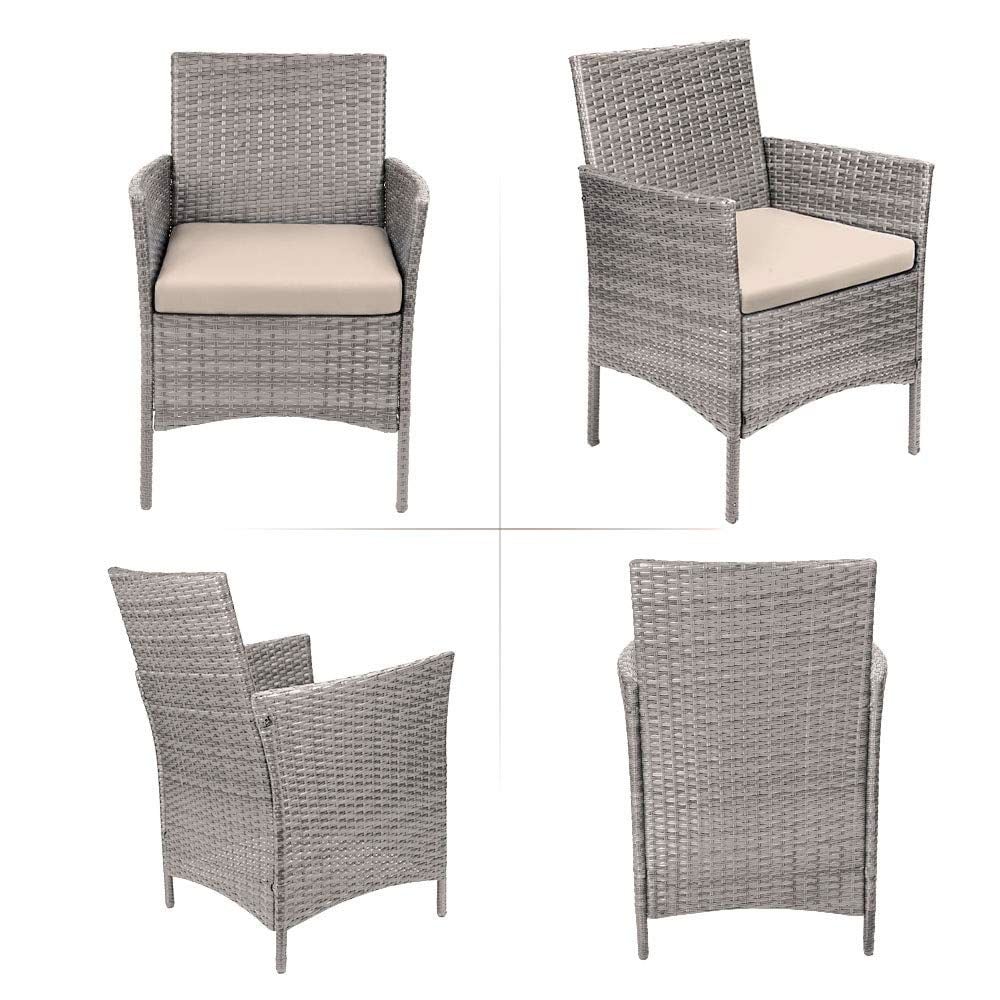 Ensemble de meubles de jardin Homall 3 pièces, chaises en rotin synthétique avec table