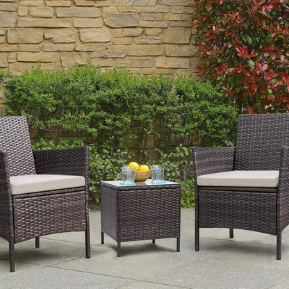 Ensemble de meubles de jardin Homall 3 pièces, chaises en rotin synthétique avec table