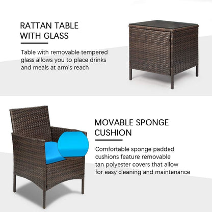 Ensemble de meubles de jardin Homall 3 pièces, chaises en rotin synthétique avec table