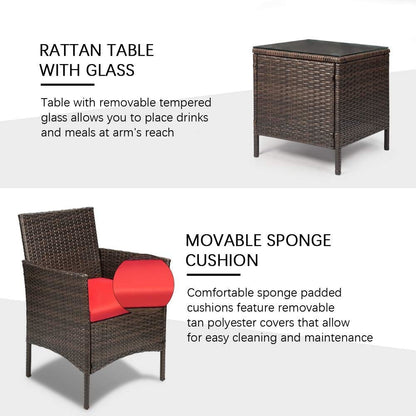 Ensemble de meubles de jardin Homall 3 pièces, chaises en rotin synthétique avec table