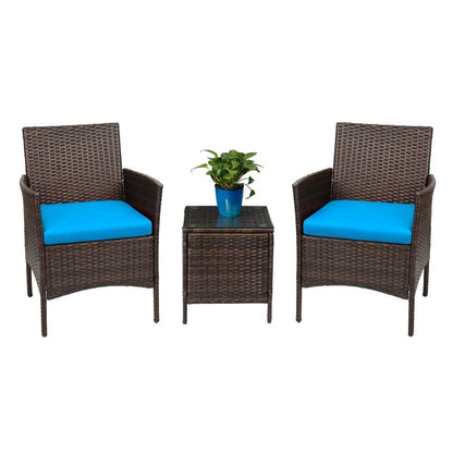 Ensemble de meubles de jardin Homall 3 pièces, chaises en rotin synthétique avec table