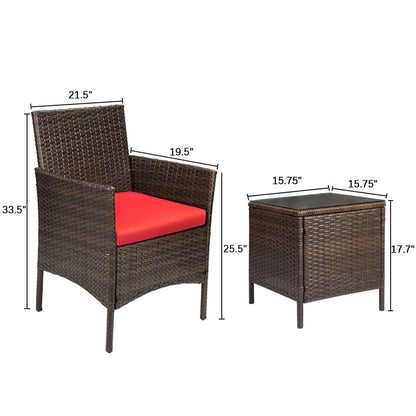 Ensemble de meubles de jardin Homall 3 pièces, chaises en rotin synthétique avec table