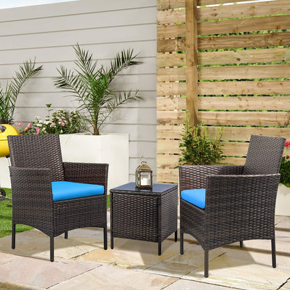 Ensemble de meubles de jardin Homall 3 pièces, chaises en rotin synthétique avec table