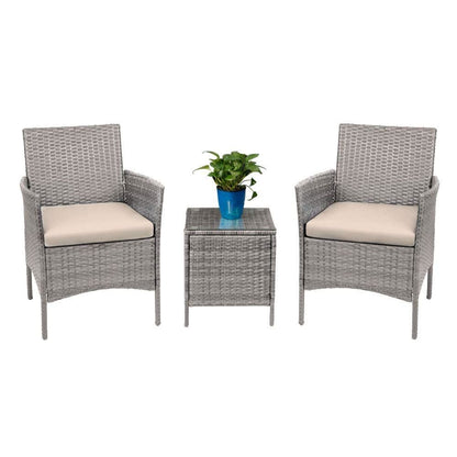 Ensemble de meubles de jardin Homall 3 pièces, chaises en rotin synthétique avec table