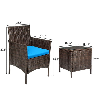 Ensemble de meubles de jardin Homall 3 pièces, chaises en rotin synthétique avec table