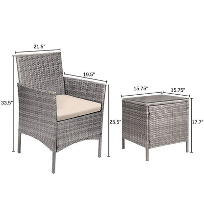 Ensemble de meubles de jardin Homall 3 pièces, chaises en rotin synthétique avec table