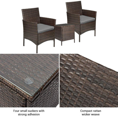 Ensemble de meubles de jardin Homall 3 pièces, chaises en rotin synthétique avec table