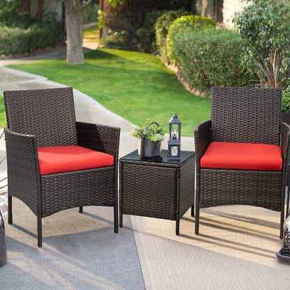 Ensemble de meubles de jardin Homall 3 pièces, chaises en rotin synthétique avec table