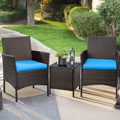 Ensemble de meubles de jardin Homall 3 pièces, chaises en rotin synthétique avec table