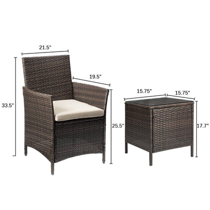 Ensemble de meubles de jardin Homall 3 pièces, chaises en rotin synthétique avec table
