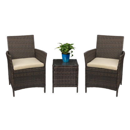 Ensemble de meubles de jardin Homall 3 pièces, chaises en rotin synthétique avec table