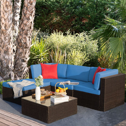 Ensemble de meubles de jardin Homall 5 pièces en osier et canapé d'extérieur en rotin