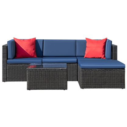 Ensemble de meubles de jardin Homall 5 pièces en osier et canapé d'extérieur en rotin