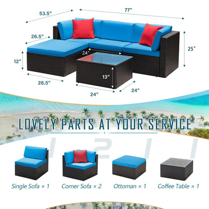 Ensemble de meubles de jardin Homall 5 pièces en osier et canapé d'extérieur en rotin