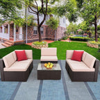 Ensemble de meubles de patio Homall 6 pièces, canapé d'extérieur sectionnel en rotin, tissage manuel, ensemble de conversation pour patio en osier