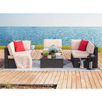 Ensemble de meubles de patio Homall 6 pièces, canapé d'extérieur sectionnel en rotin, tissage manuel, ensemble de conversation pour patio en osier