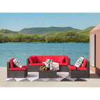Ensemble de meubles de patio Homall 6 pièces, canapé d'extérieur sectionnel en rotin, tissage manuel, ensemble de conversation pour patio en osier