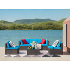 Ensemble de meubles de patio Homall 6 pièces, canapé d'extérieur sectionnel en rotin, tissage manuel, ensemble de conversation pour patio en osier