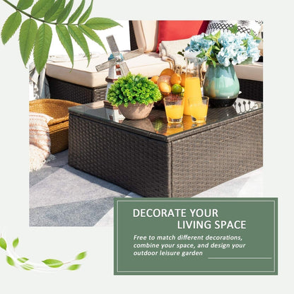 Ensemble de meubles de patio Homall 6 pièces, canapé d'extérieur sectionnel en rotin, tissage manuel, ensemble de conversation pour patio en osier