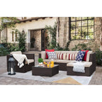 Ensemble de meubles de jardin Homall 6 pièces avec canapé sectionnel d'extérieur rembourré en rotin PE