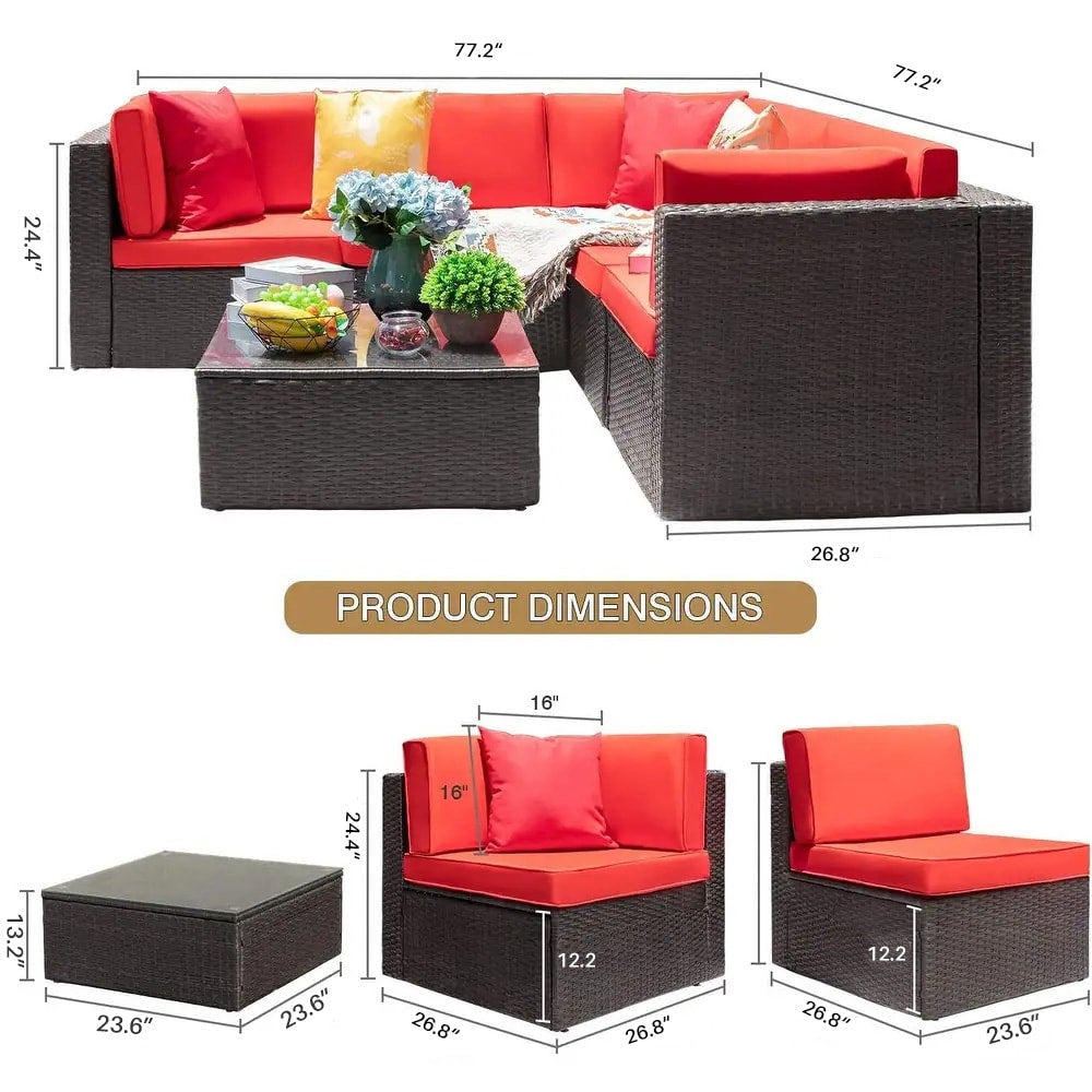 Ensemble de meubles de jardin en rotin et osier Homall 6 pièces