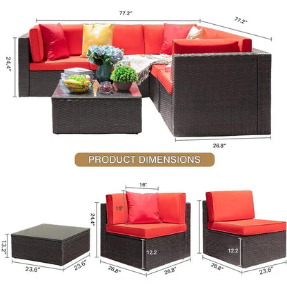 Ensemble de meubles de jardin en rotin et osier Homall 6 pièces