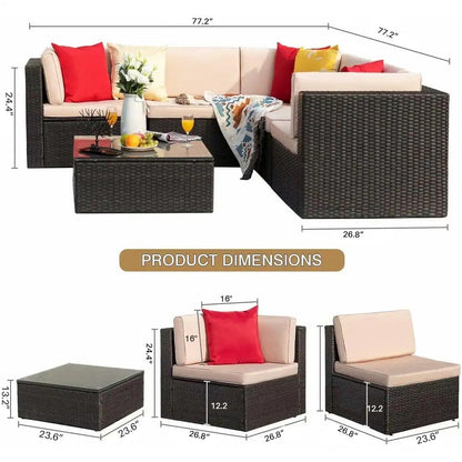 Ensemble de meubles de jardin en rotin et osier Homall 6 pièces