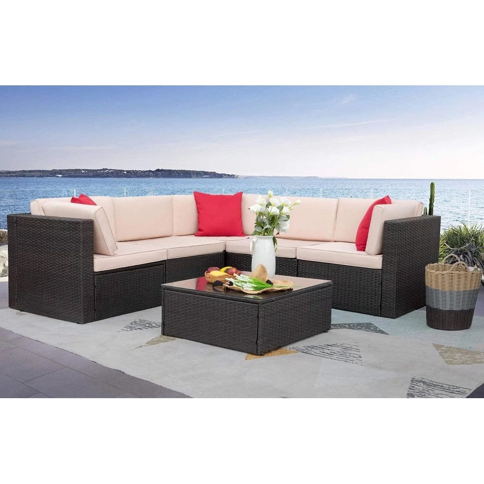 Ensemble de meubles de jardin en rotin et osier Homall 6 pièces
