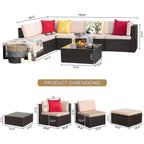 Ensemble de meubles de jardin Homall 7 pièces, ensemble de canapés modulaires modernes en rotin PE résistant aux intempéries, ensemble de conversation extérieur
