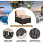 Ensemble de meubles de jardin Homall 7 pièces, ensemble de canapés modulaires modernes en rotin PE résistant aux intempéries, ensemble de conversation extérieur