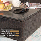 Ensemble de meubles de jardin Homall 7 pièces, ensemble de canapés modulaires modernes en rotin PE résistant aux intempéries, ensemble de conversation extérieur