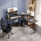 Bureau de jeu en L Homall, bureau d'angle pour ordinateur, bureau d'écriture