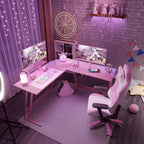 Bureau de jeu en L Homall, bureau d'angle pour ordinateur, bureau d'écriture