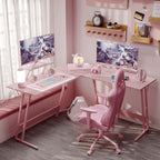 Bureau de jeu en L Homall, bureau d'angle pour ordinateur, bureau d'écriture