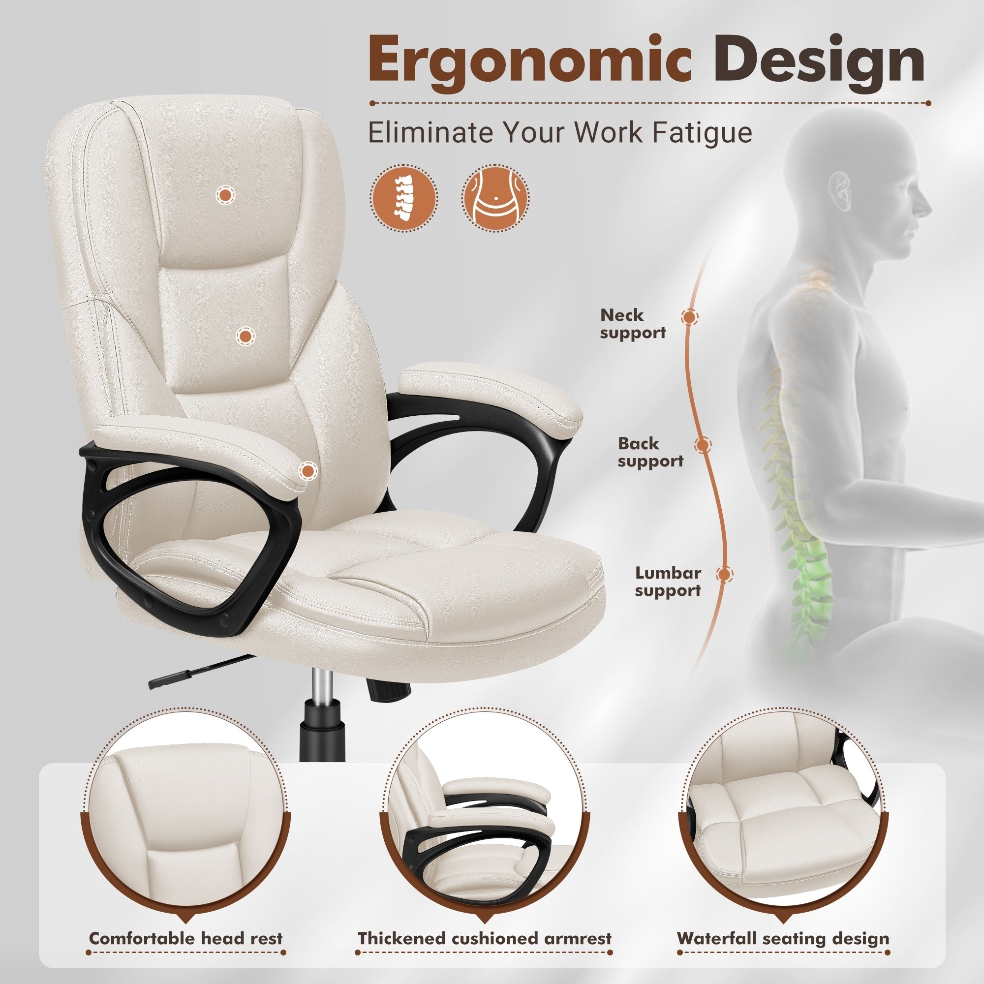 Chaise de bureau ergonomique Homall à dossier haut