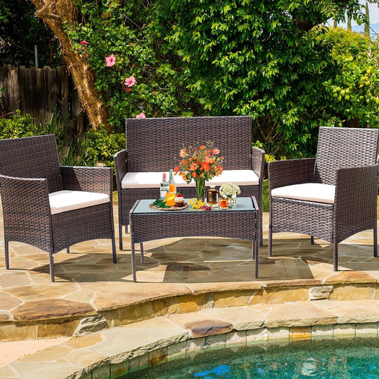Ensemble de patio extérieur Homall PE Rattan 4 pièces